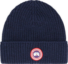 Load image into Gallery viewer, Knitted Navy Blue Beanie with Patch
