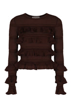 Load image into Gallery viewer, Long sleeve knit top with ruffles
