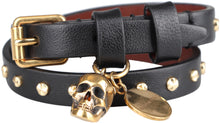 Load image into Gallery viewer, Skull charm leather double-wrap bracelet
