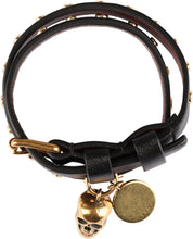 Load image into Gallery viewer, Skull charm leather double-wrap bracelet
