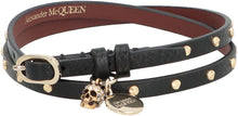 Load image into Gallery viewer, Leather bracelet with metal logo pendant and skull
