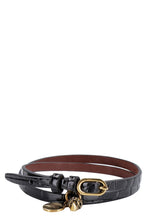 Load image into Gallery viewer, Leather bracelet with metal logo pendant and skull
