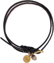 Load image into Gallery viewer, Leather bracelet with metal logo pendant and skull
