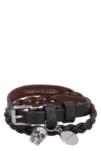 Load image into Gallery viewer, Leather bracelet with medallion and skull
