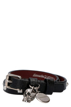 Load image into Gallery viewer, Leather bracelet with metal logo pendant and skull
