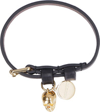 Load image into Gallery viewer, Leather bracelet with medallion and skull
