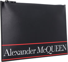 Load image into Gallery viewer, Logo detail flat leather pouch
