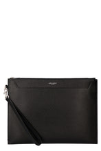 Load image into Gallery viewer, Logo detail flat leather pouch
