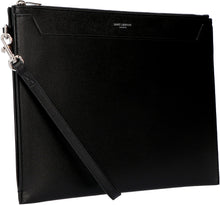 Load image into Gallery viewer, Logo detail flat leather pouch
