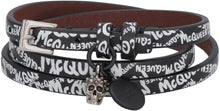 Load image into Gallery viewer, Leather bracelet with metal logo pendant and skull
