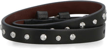 Load image into Gallery viewer, Leather bracelet with metal logo pendant and skull
