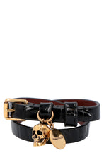 Load image into Gallery viewer, Leather bracelet with metal logo pendant and skull
