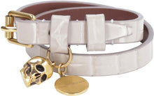 Load image into Gallery viewer, Skull logo plate leather bracelet

