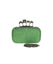 Load image into Gallery viewer, Knuckle Swarovski embellished leather clutch
