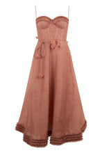 Load image into Gallery viewer, Midi dress in linen and silk blend
