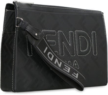 Load image into Gallery viewer, FF Logo detail flat leather pouch
