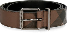 Load image into Gallery viewer, Leather and tartan fabric reversible belt
