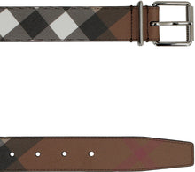 Load image into Gallery viewer, Leather and tartan fabric reversible belt

