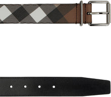 Load image into Gallery viewer, Leather and tartan fabric reversible belt
