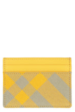 Load image into Gallery viewer, Leather and checked fabric card holder
