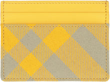 Load image into Gallery viewer, Leather and checked fabric card holder
