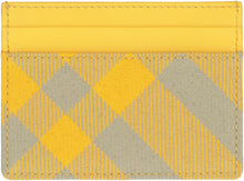 Load image into Gallery viewer, Leather and checked fabric card holder
