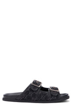 Load image into Gallery viewer, Denim slider sandal with buckles
