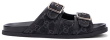 Load image into Gallery viewer, Denim slider sandal with buckles
