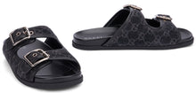 Load image into Gallery viewer, Denim slider sandal with buckles
