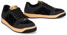 Load image into Gallery viewer, Sneakers Screener in leather and velvet monogram of rhinestones
