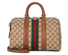 Load image into Gallery viewer, Ophidia Handbag in leather and fabric
