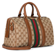 Load image into Gallery viewer, Ophidia Handbag in leather and fabric
