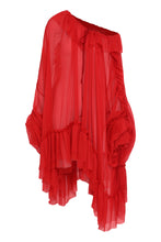Load image into Gallery viewer, Oversized silk shirt with ruffles
