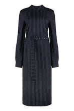 Load image into Gallery viewer, Pinstripe midi dress in virgin wool
