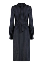 Load image into Gallery viewer, Pinstripe midi dress in virgin wool
