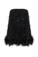 Load image into Gallery viewer, Mini dress with sequins and feathers
