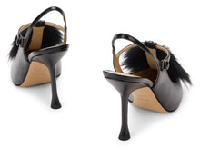 Load image into Gallery viewer, Slingback décolleté Black in leather with studs
