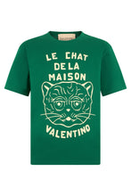 Load image into Gallery viewer, Green cotton T-shirt with graphic print
