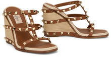 Load image into Gallery viewer, Wedge Sandal Rockstud In Calfskin With Cornely Embroidery
