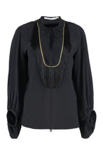 Load image into Gallery viewer, Lace-up collar crêpe blouse
