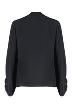 Load image into Gallery viewer, Lace-up collar crêpe blouse
