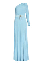 Load image into Gallery viewer, Pleated lurex-knit one-shoulder gown
