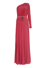 Load image into Gallery viewer, Pleated lurex-knit one-shoulder gown
