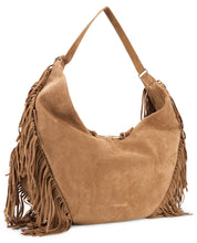 Load image into Gallery viewer, Island Peach Fringe Large shoulder bag in suede
