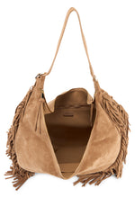 Load image into Gallery viewer, Island Peach Fringe Large shoulder bag in suede
