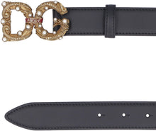 Load image into Gallery viewer, Leather belt with logoed embellished buckle
