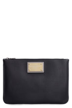 Load image into Gallery viewer, Logo detail flat leather pouch
