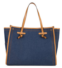 Load image into Gallery viewer, Marcella bag in denim effect fabric and leather
