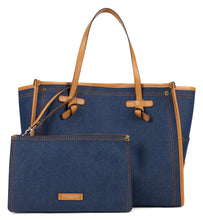 Load image into Gallery viewer, Marcella bag in denim effect fabric and leather
