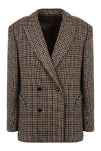 Load image into Gallery viewer, Double-breasted blazer in houndstooth pattern
